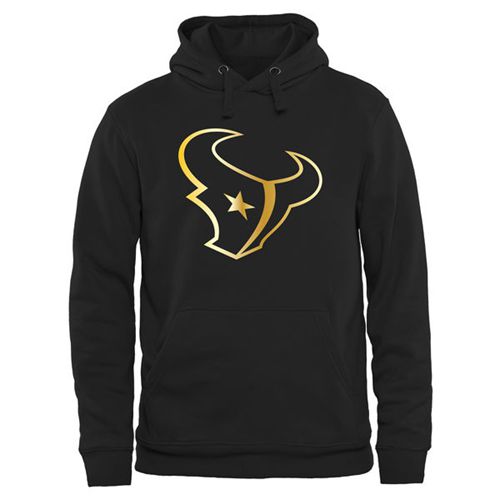 Men's Houston Texans Pro Line Black Gold Collection Pullover Hoodie - Click Image to Close